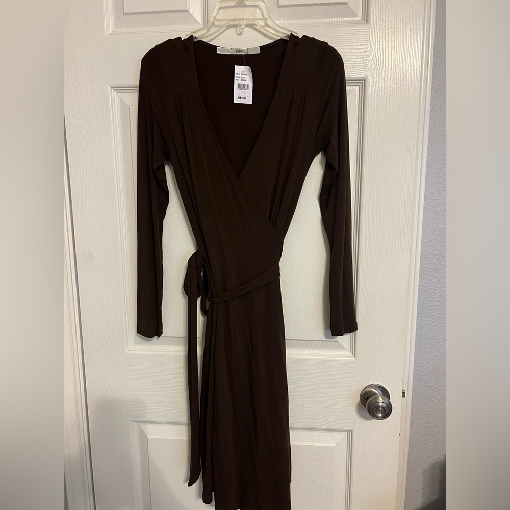 Gibson Wrap Dress Coco Brown Size M - NWT